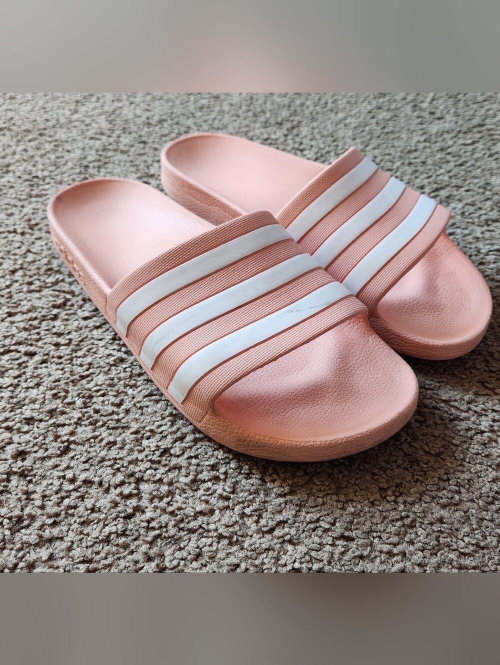 Women’s Pink Slide Sandals with White Stripes